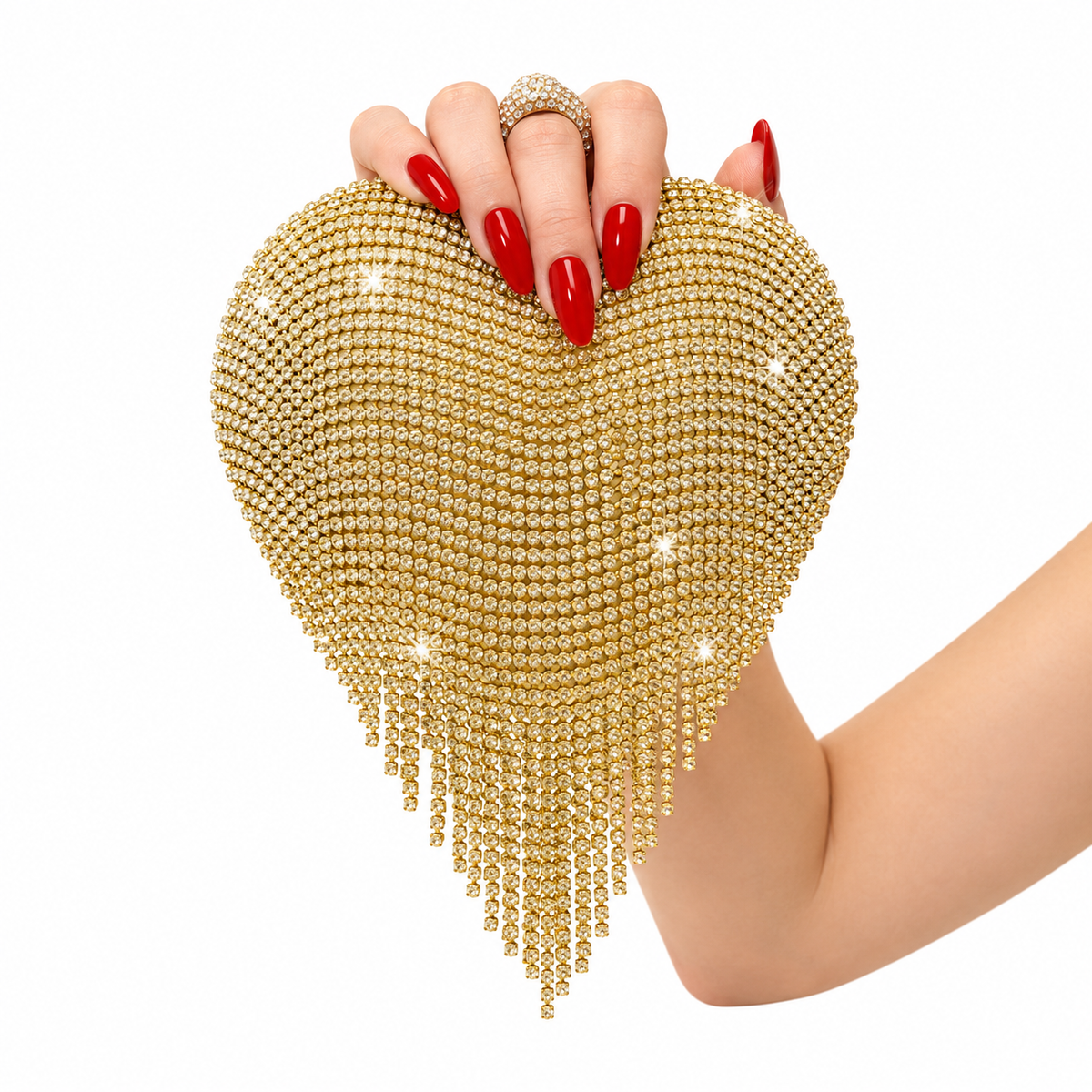 Luxe Heart Sparkle Clutch