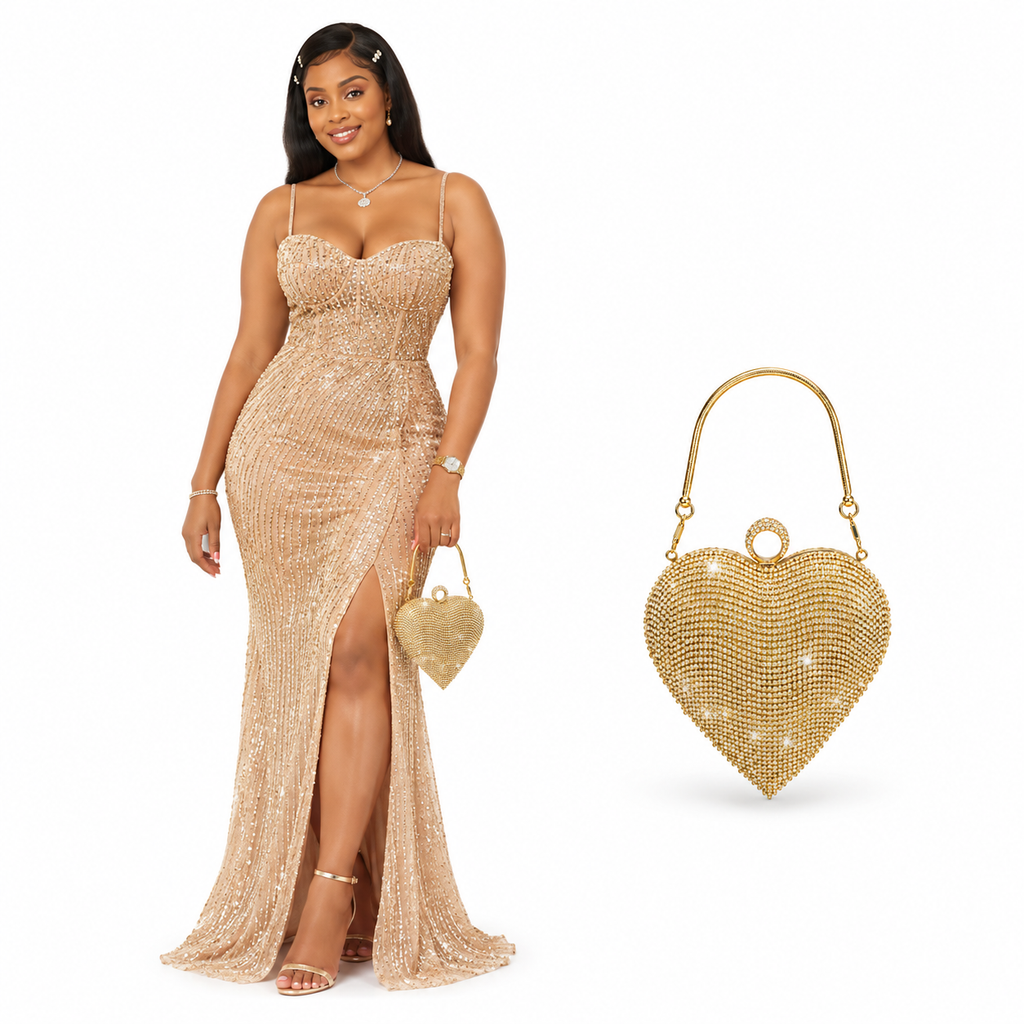 Luxe Heart Sparkle Clutch