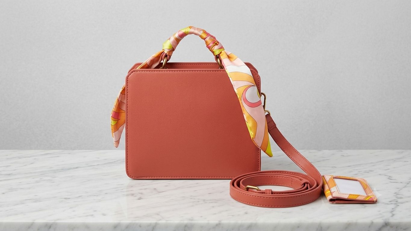 Shop this elegant coral pink structured satchel handbag featuring gold-tone hardware, a detachable crossbody strap, and matching card holder. Perfect for work, travel, and everyday style.