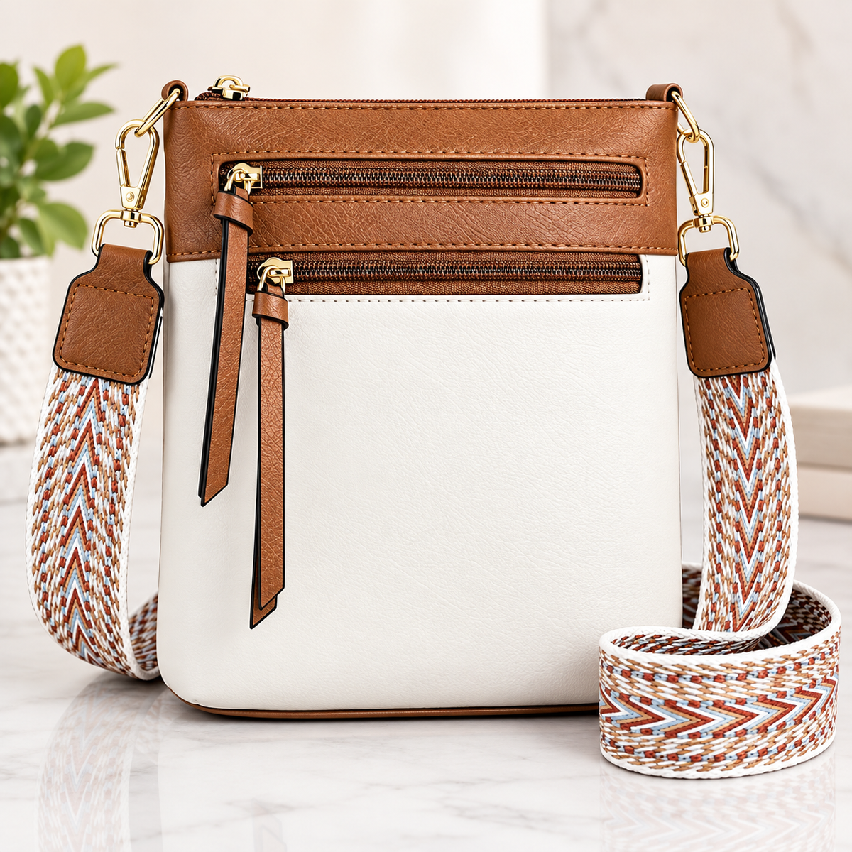 Mini White Fashion Backpack Purse – Adjustable Straps & Top Handles