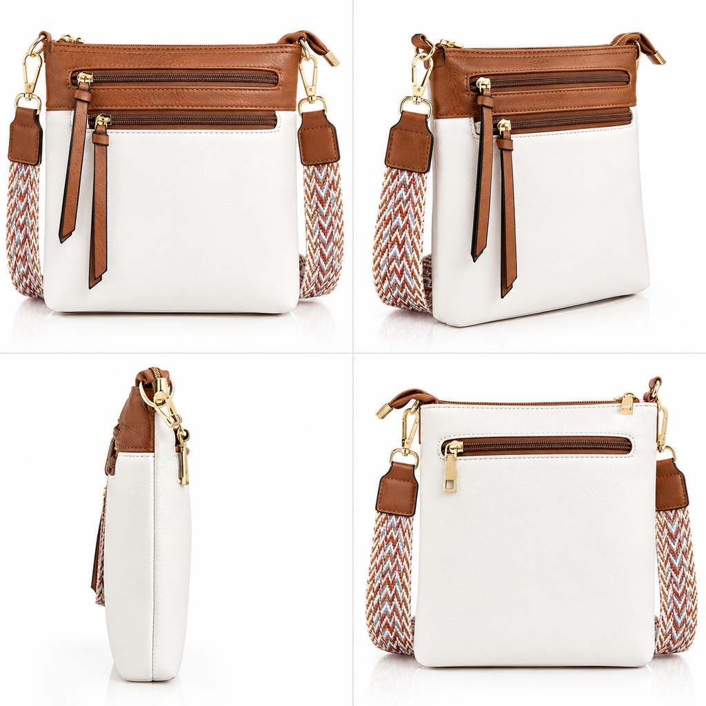 Mini White Fashion Backpack Purse – Adjustable Straps & Top Handles
