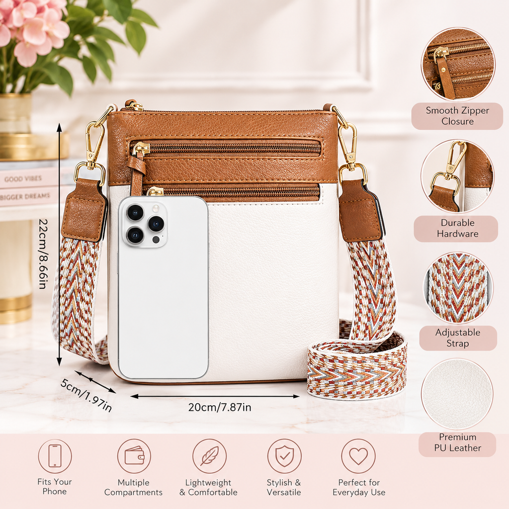 Mini White Fashion Backpack Purse – Adjustable Straps & Top Handles