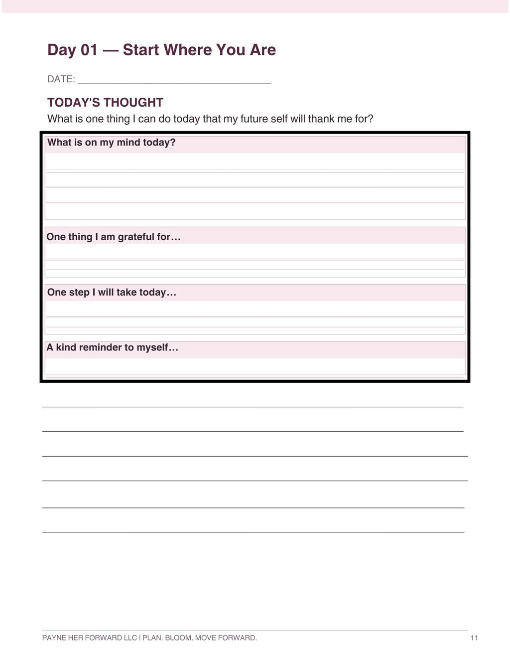 The 30-Day Growth Journal: Plan. Reflect. Grow. Become Her.