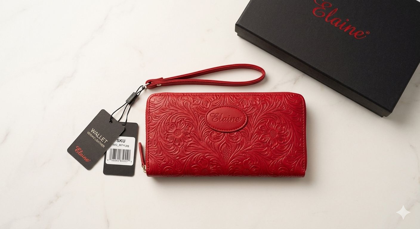 Ed Hardy Embossed Vegan Leather Wristlet Wallet – Vibrant Red