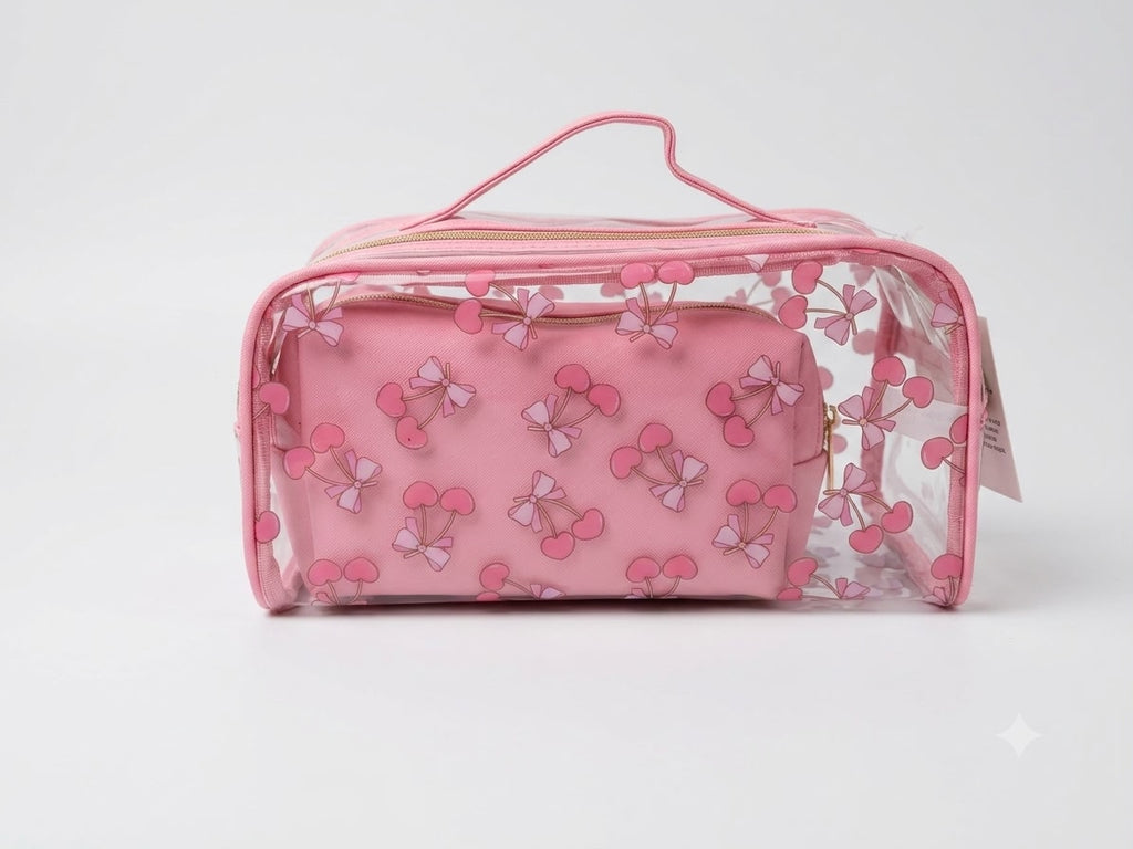 3 Piece Sweet Cherry Cosmetic Organizer Bag Set