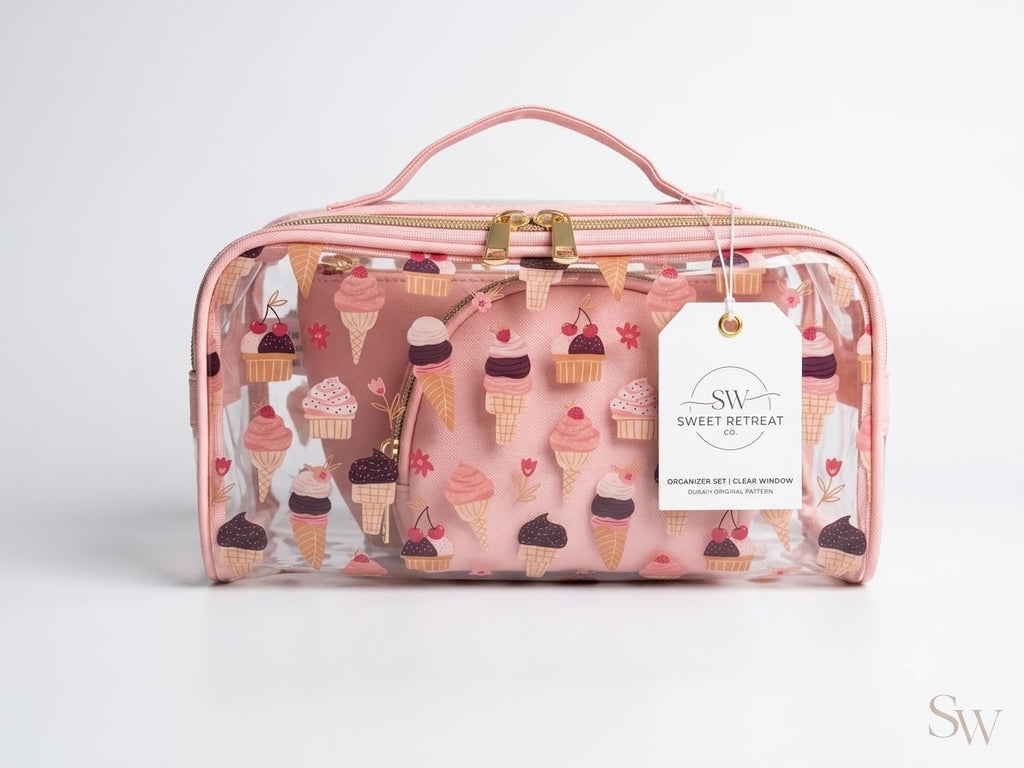 3 Piece Sweet Cherry Cosmetic Organizer Bag Set